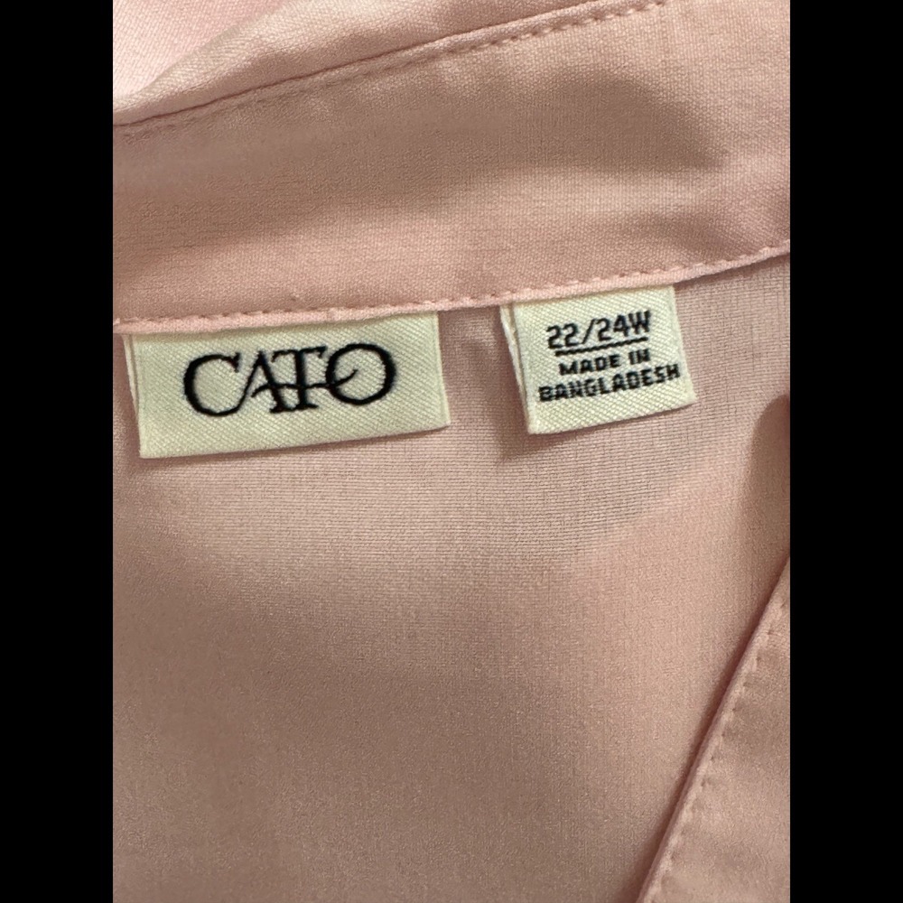Cato Pink Button Down Collared Shirt 3/4 Sleeve Women's Plus Size 22W‎ 24W - Picture 9 of 12